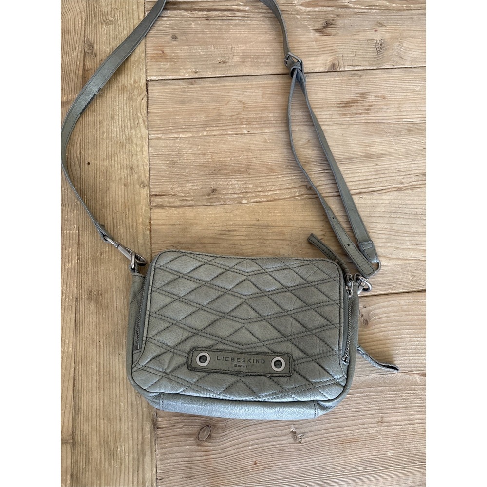 Liebeskind Berlin Olive Green Leather Quilted Crossbody Distressed Leather